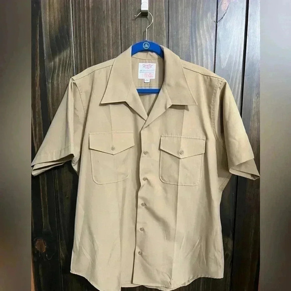 Creighton Vintage Military Uniform Button Down Short Sleeves Workman Shirt XL - Picture 4 of 8